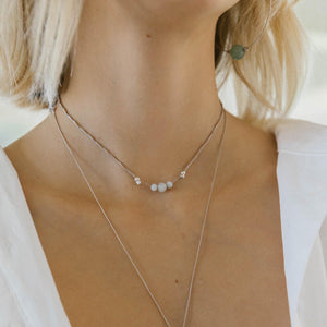 Silver Silk Gemstone Slider Necklace