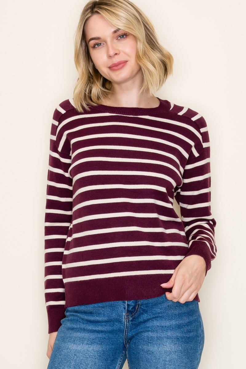 Plum Striped Sweater