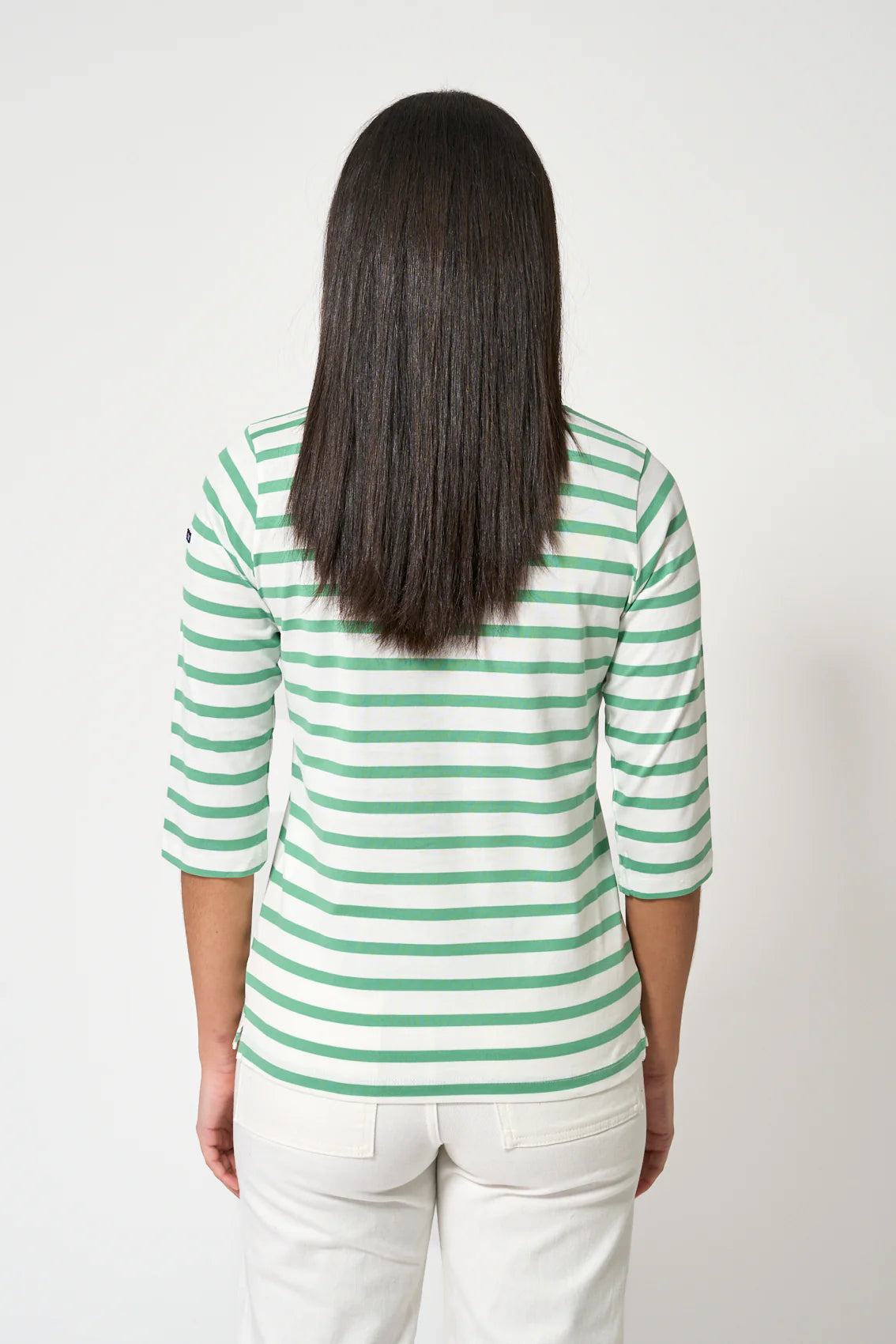 French Sleeve T- Shirt - Green Stripe