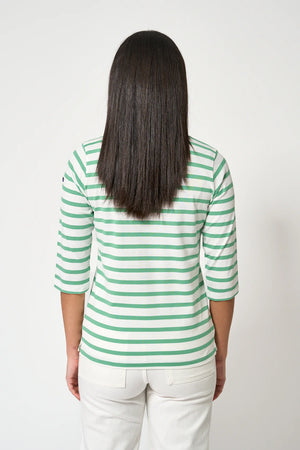French Sleeve T- Shirt - Green Stripe