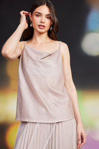 Shimmery Champagne Cowl Neck Cami