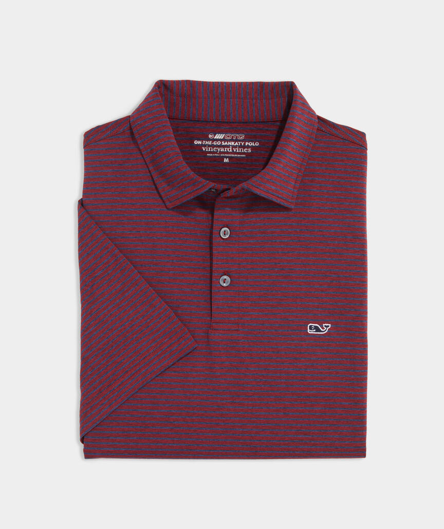 Bradley Stripe Performance Polo - Crimson