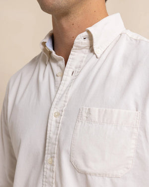 Lightweight Bedford Cord Long Sleeve Sport Shirt - Oatmeal