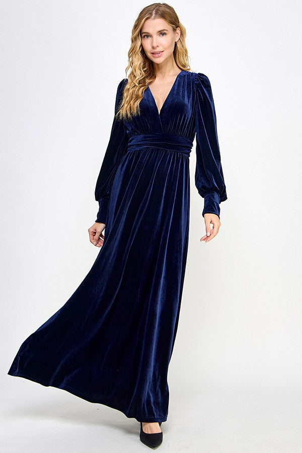 Midnight Blue Velvet Dress