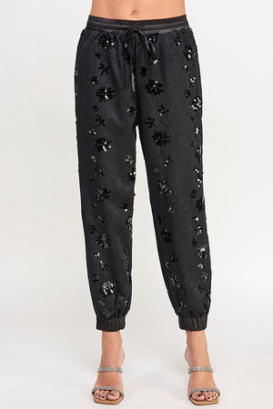 Embroidered Sequin Joggers