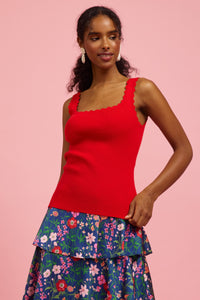 Red Scalloped Rib Tank