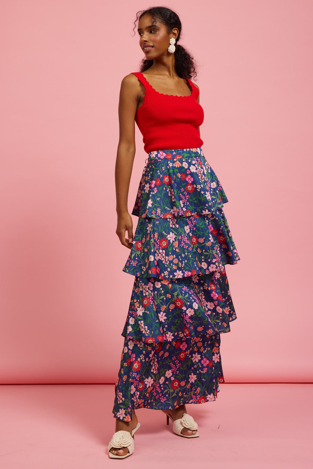 Allie Floral Tiered Maxi Skirt