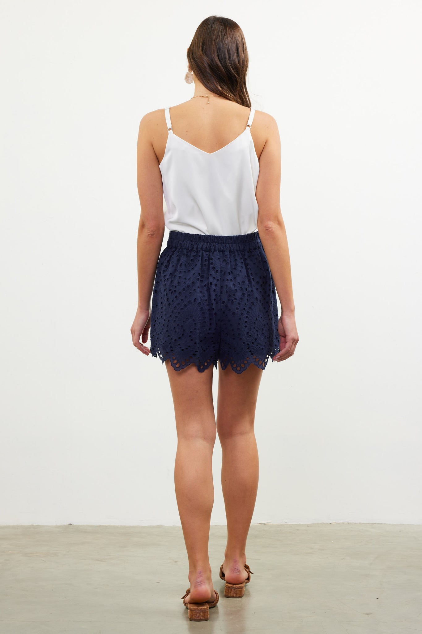 Stella Eyelet Shorts - Navy
