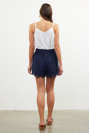 Stella Eyelet Shorts - Navy