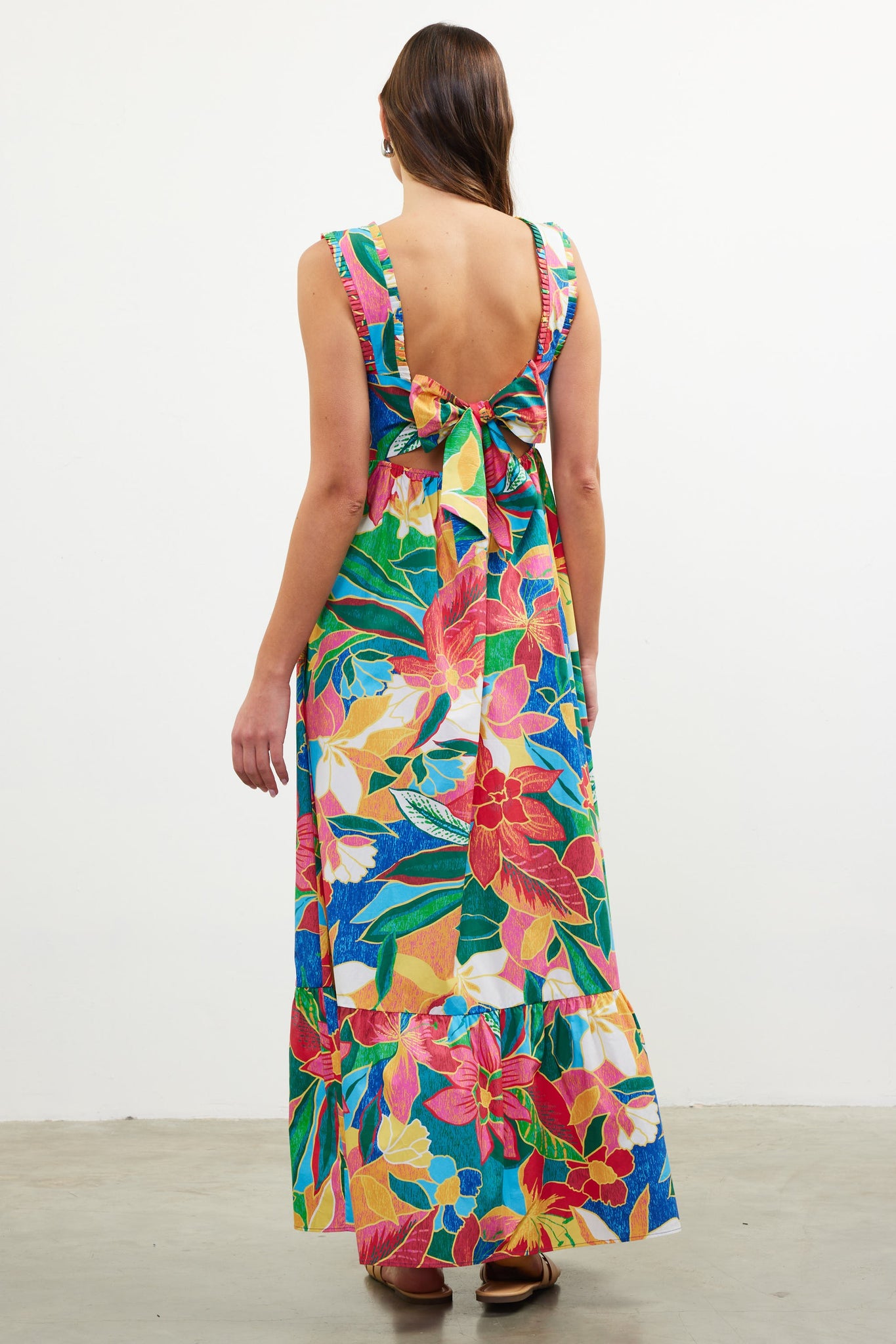 Tropical Tie-Back Maxi Dress