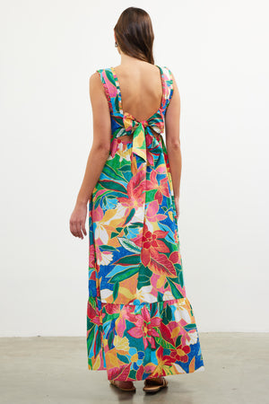 Tropical Tie-Back Maxi Dress