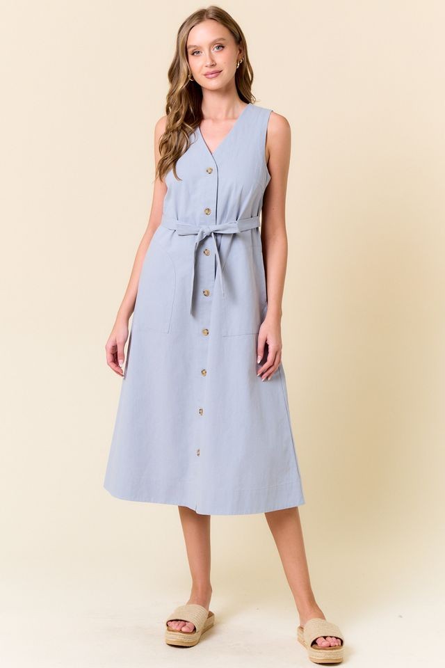 Connie Button Front Midi Dress