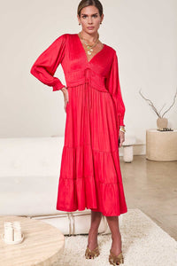 Raya Red V-Neck Midi Dress