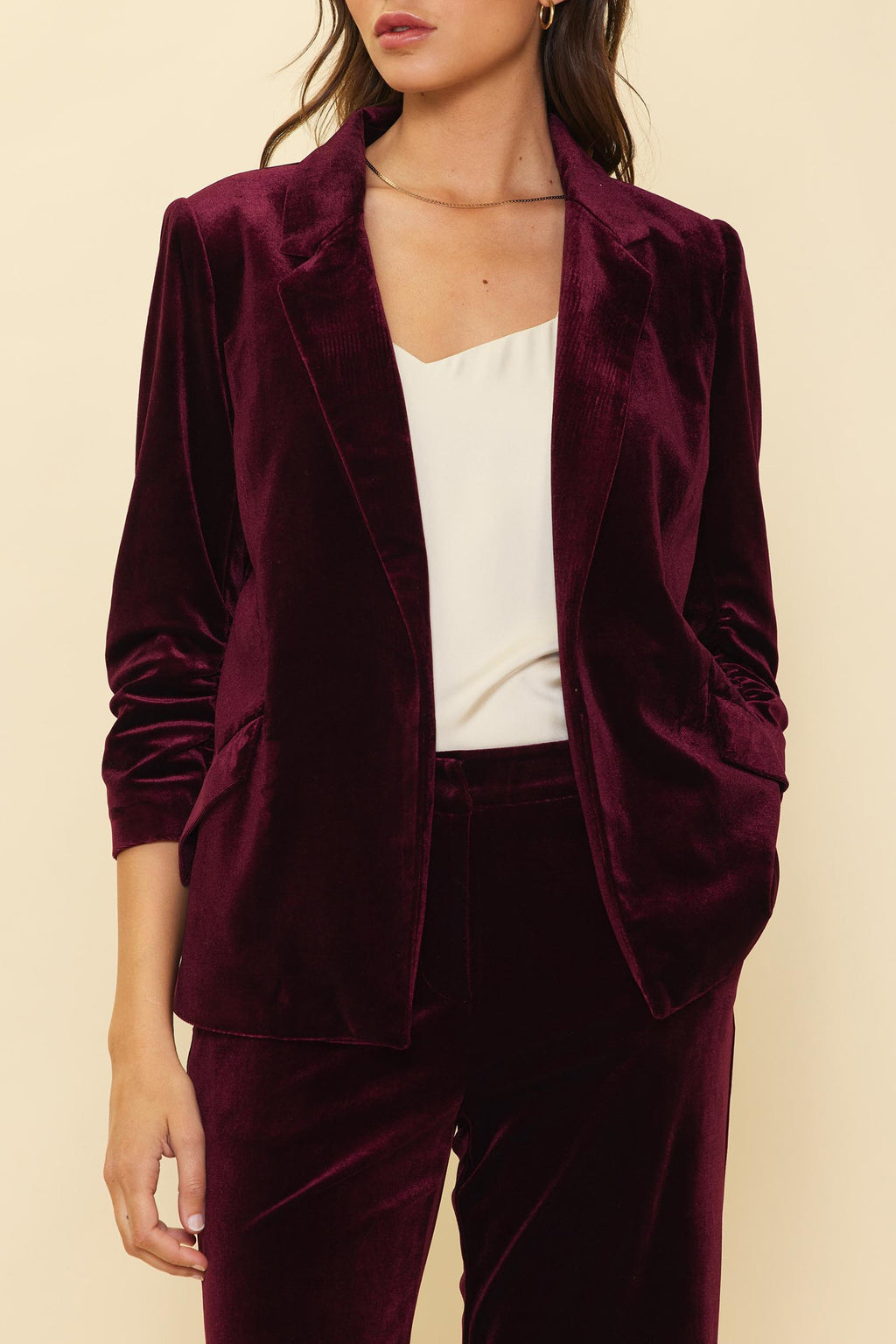 Burgundy Velvet Blazer