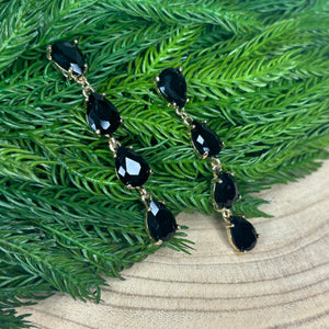 Black Stone Drop Earrings