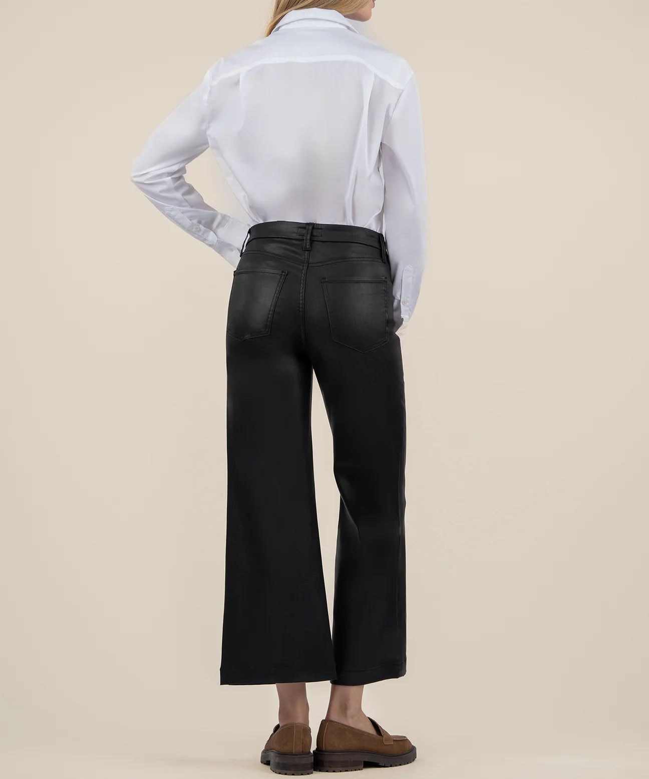 Ready For It- Meg Coated High Rise Wide Leg Black