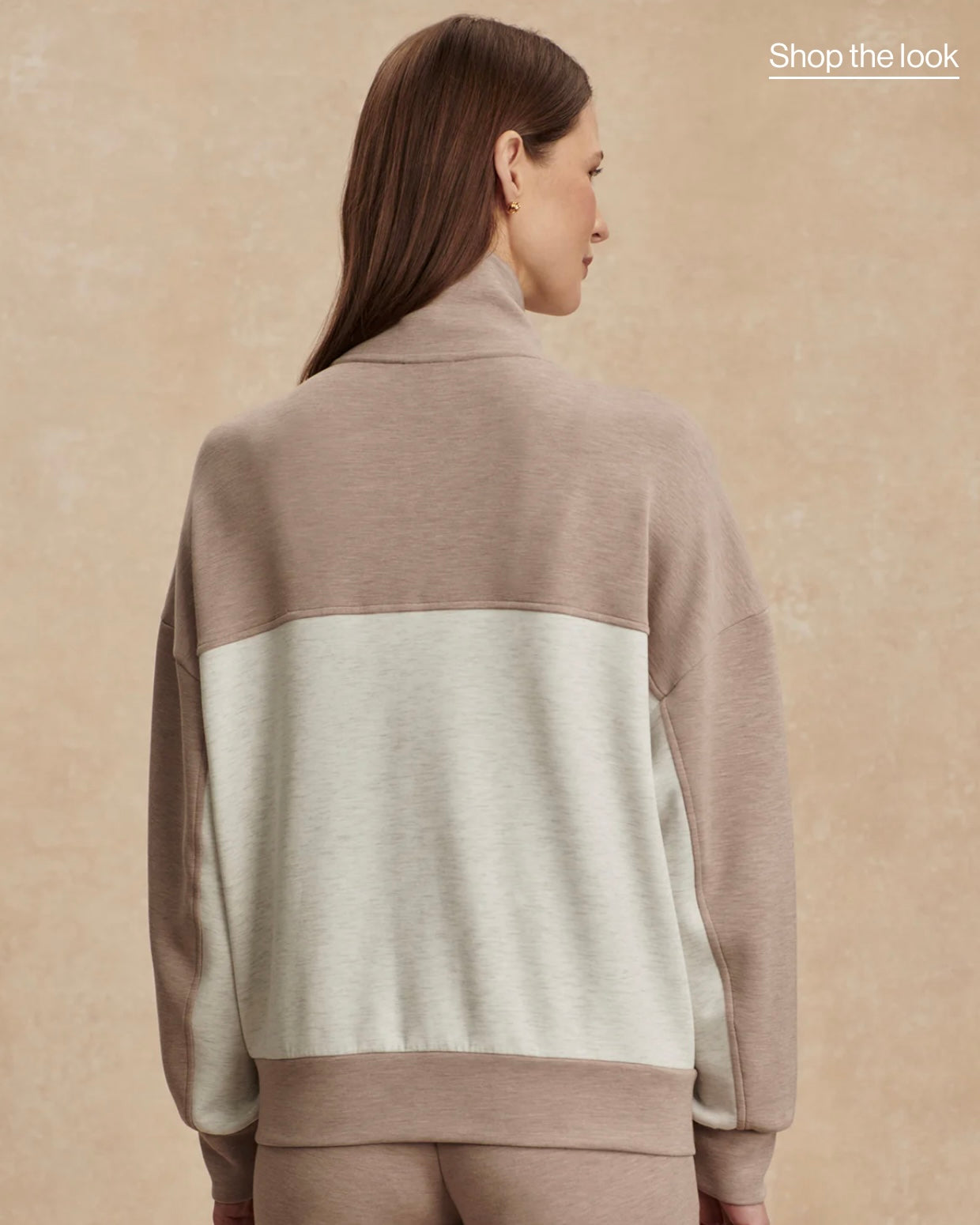 Garcia Zip-Through Sweat - Ivory Marl/Taupe Marl