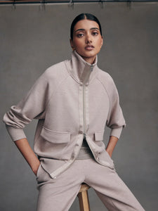 Roxbury Zip-Through Sweat - Taupe Marl