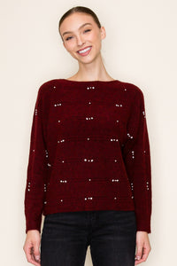 Pearl & Jewel Burgundy Sweater