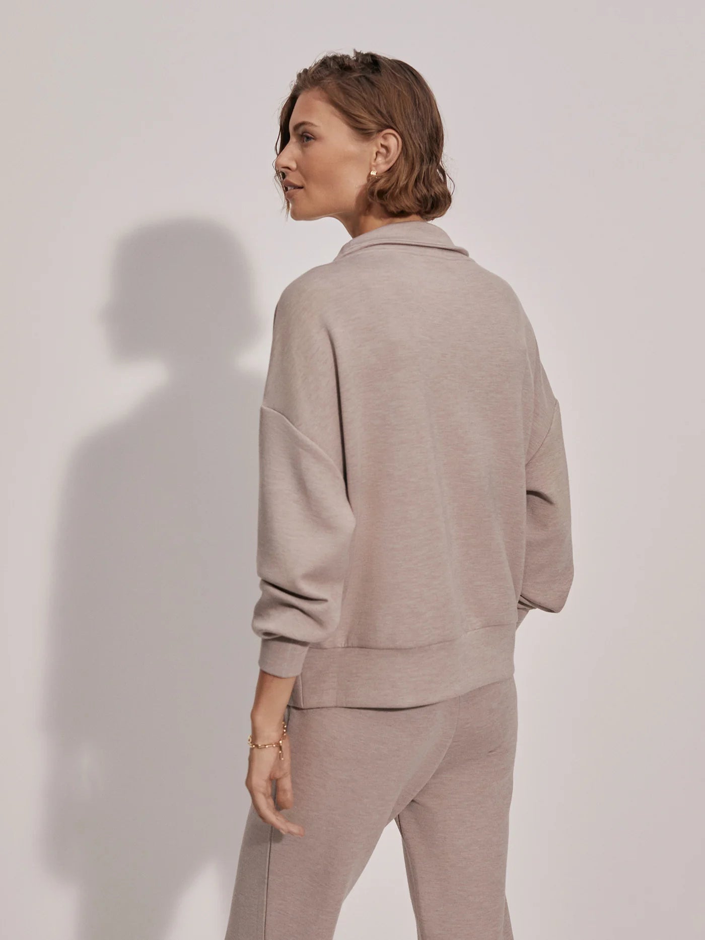 Hawley Half-Zip Sweat - Taupe Marl