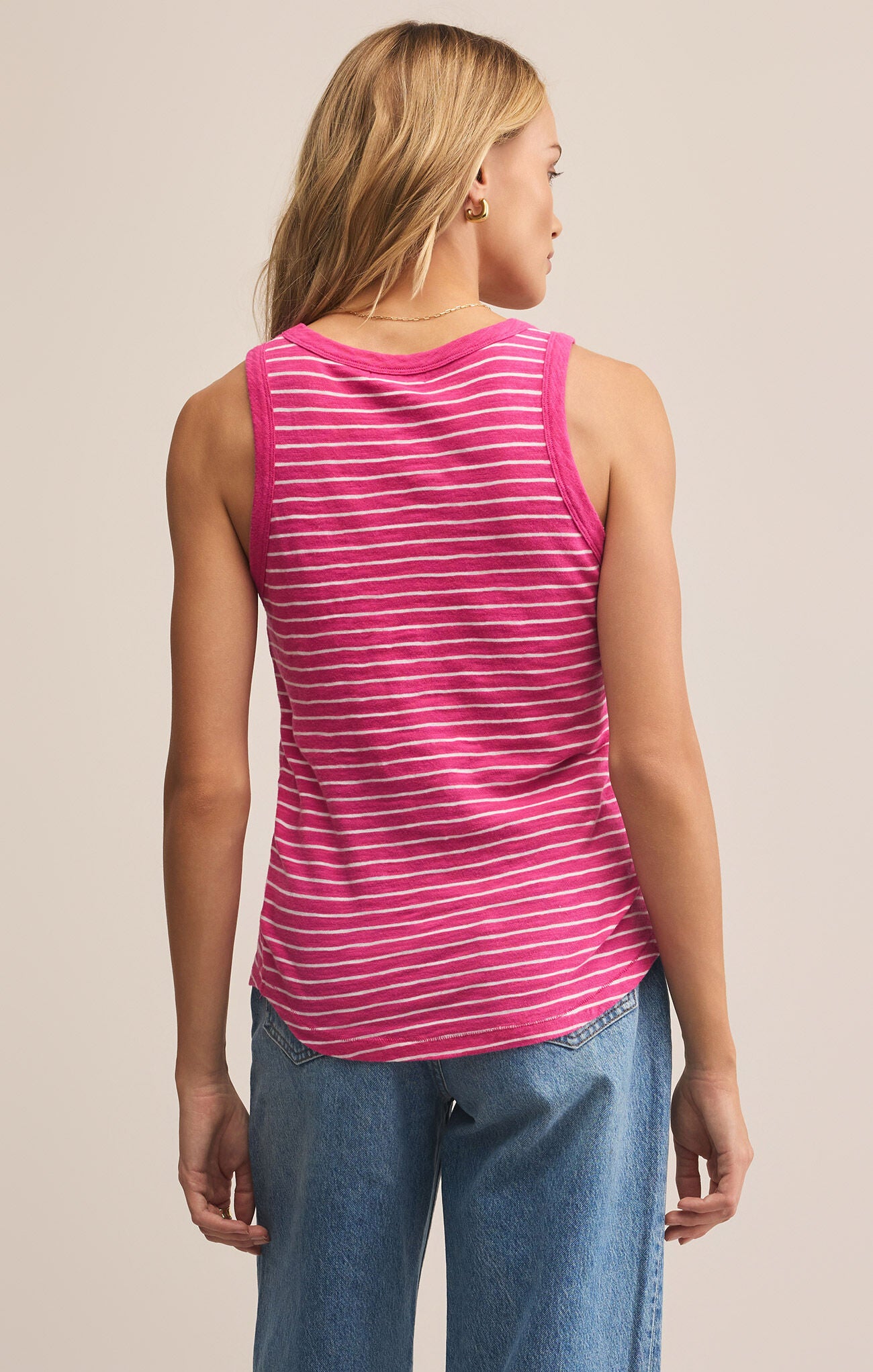 The Perfect Striped Tank - Island Pink