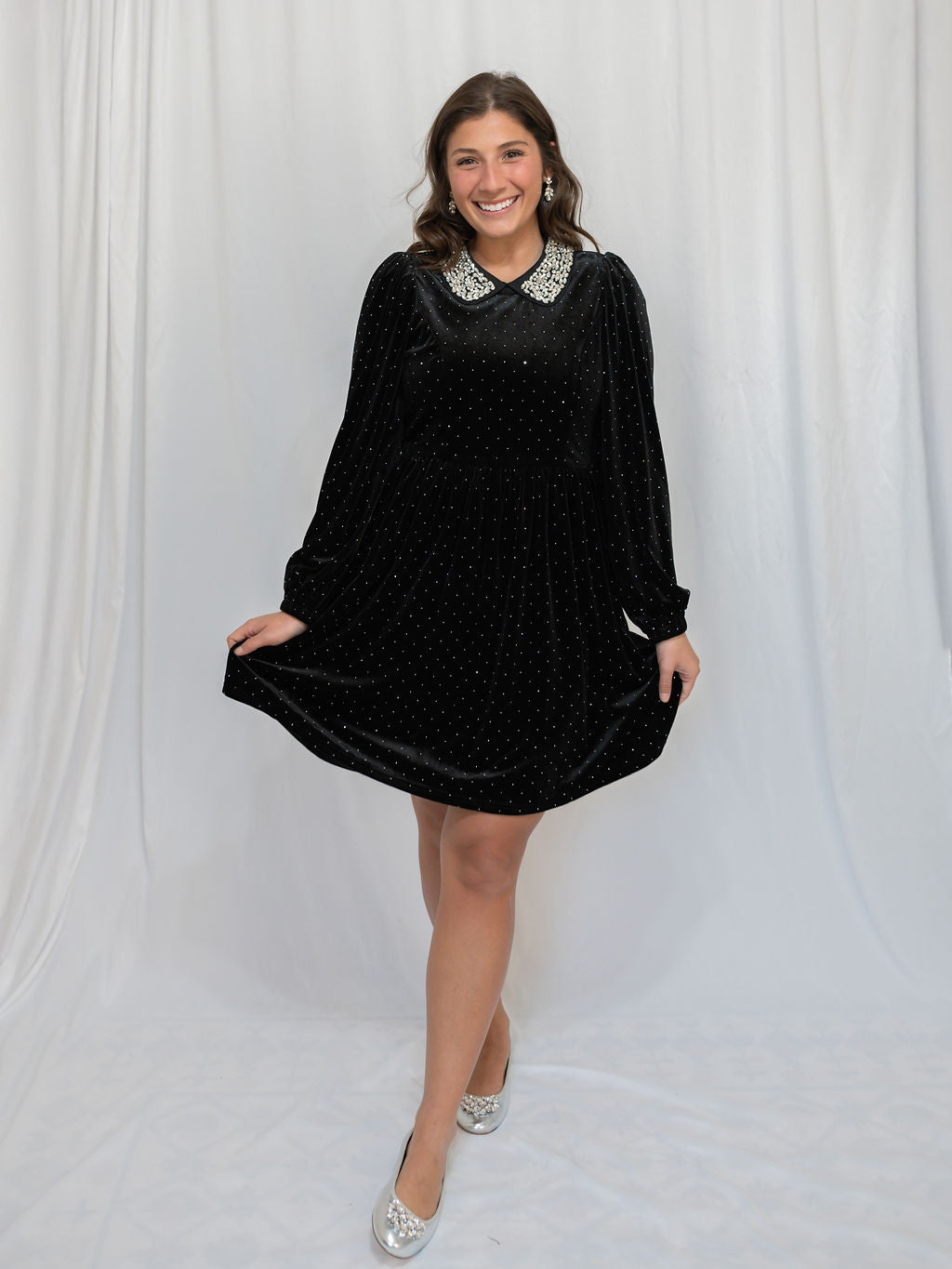 Velvet Polka Dot Mini Dress