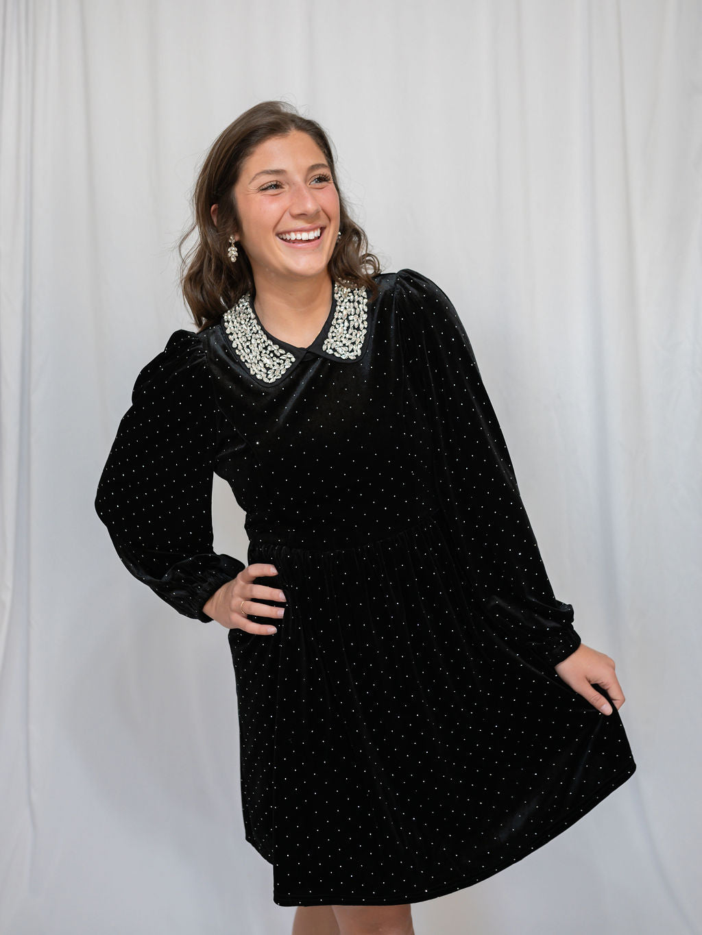 Velvet Polka Dot Mini Dress