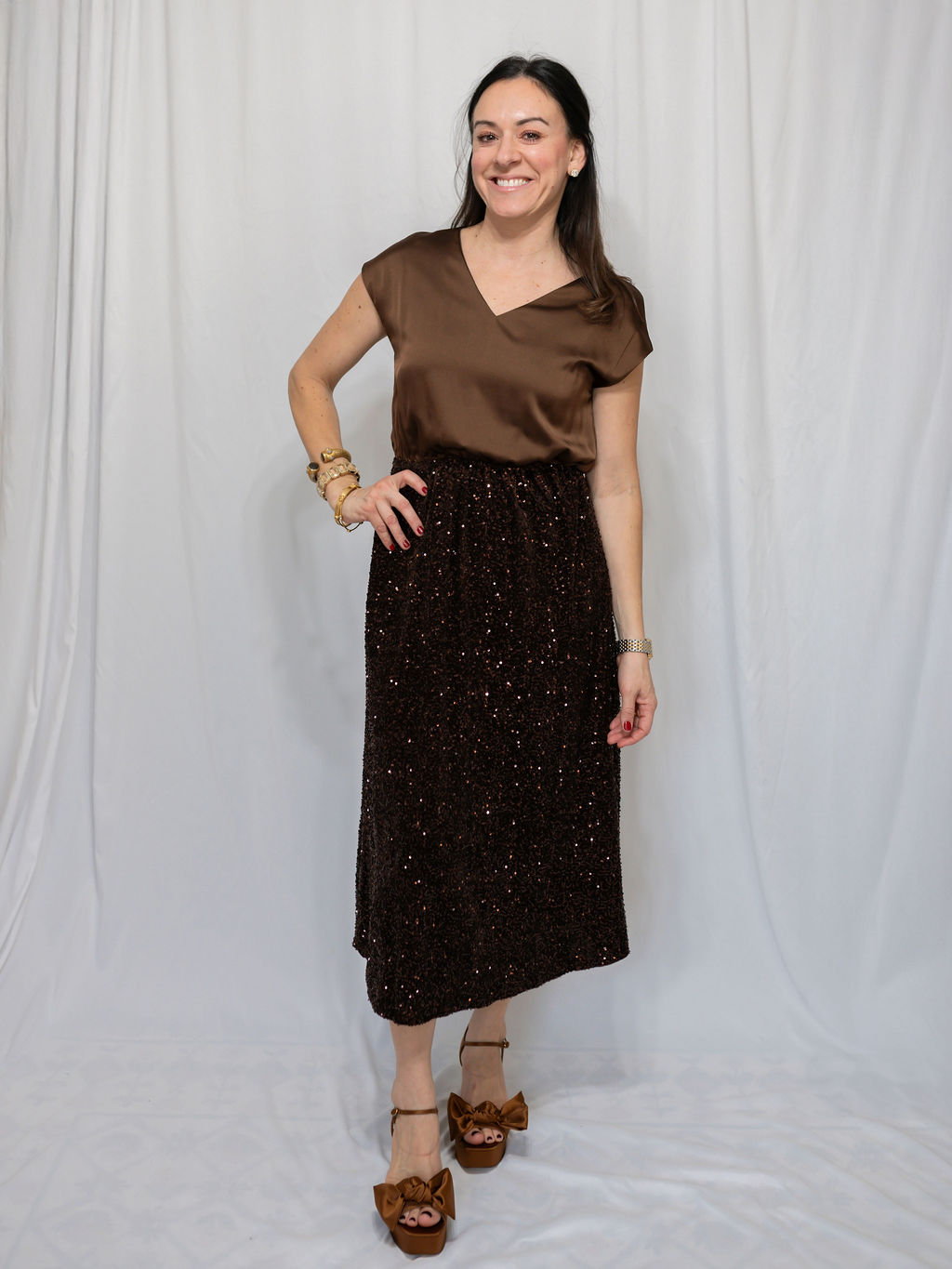 Chocolate Truffle Drape Dress