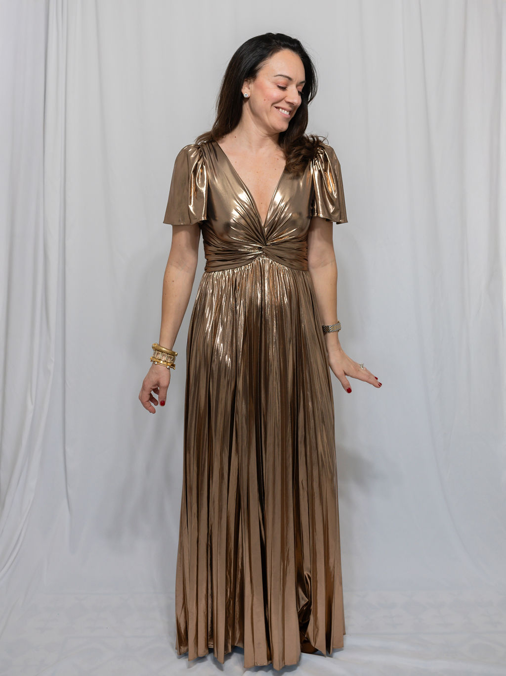 Copper Column Twist Front Dress