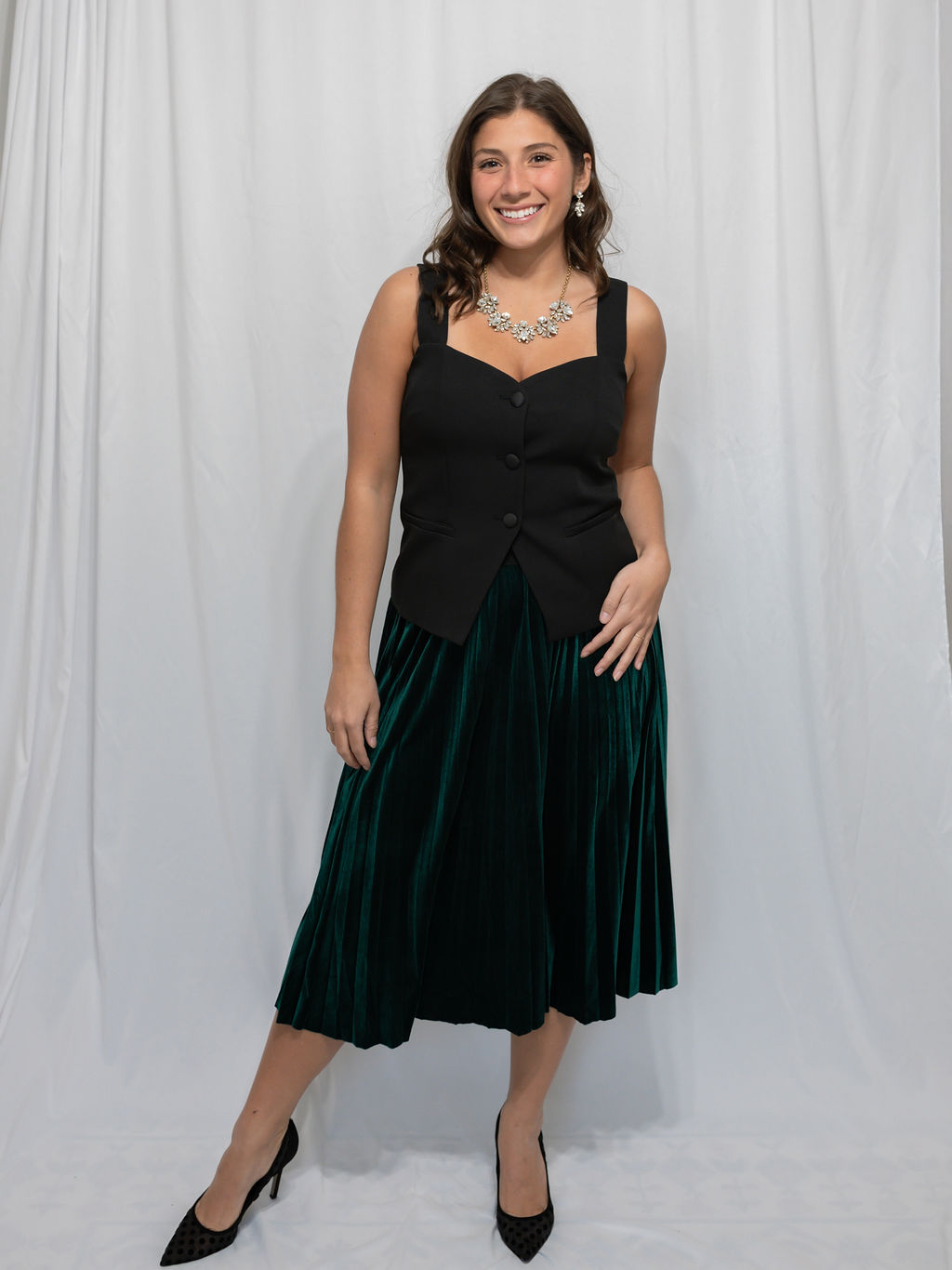 Enchanted Forest Pleated Velvet Skirt