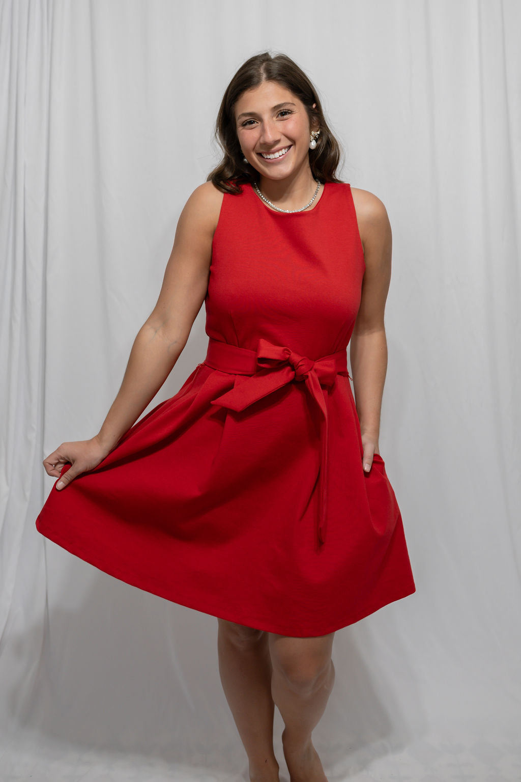 Poinsettia Pleat Dress