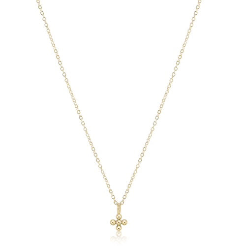 Classic Beaded Signature Cross Necklace - Gold