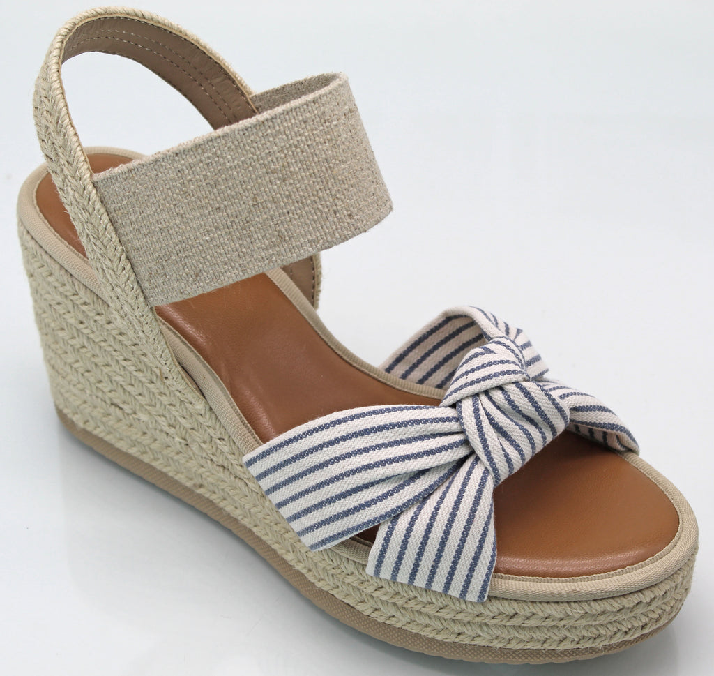 Belinda Wedge Heel - Navy Stripe