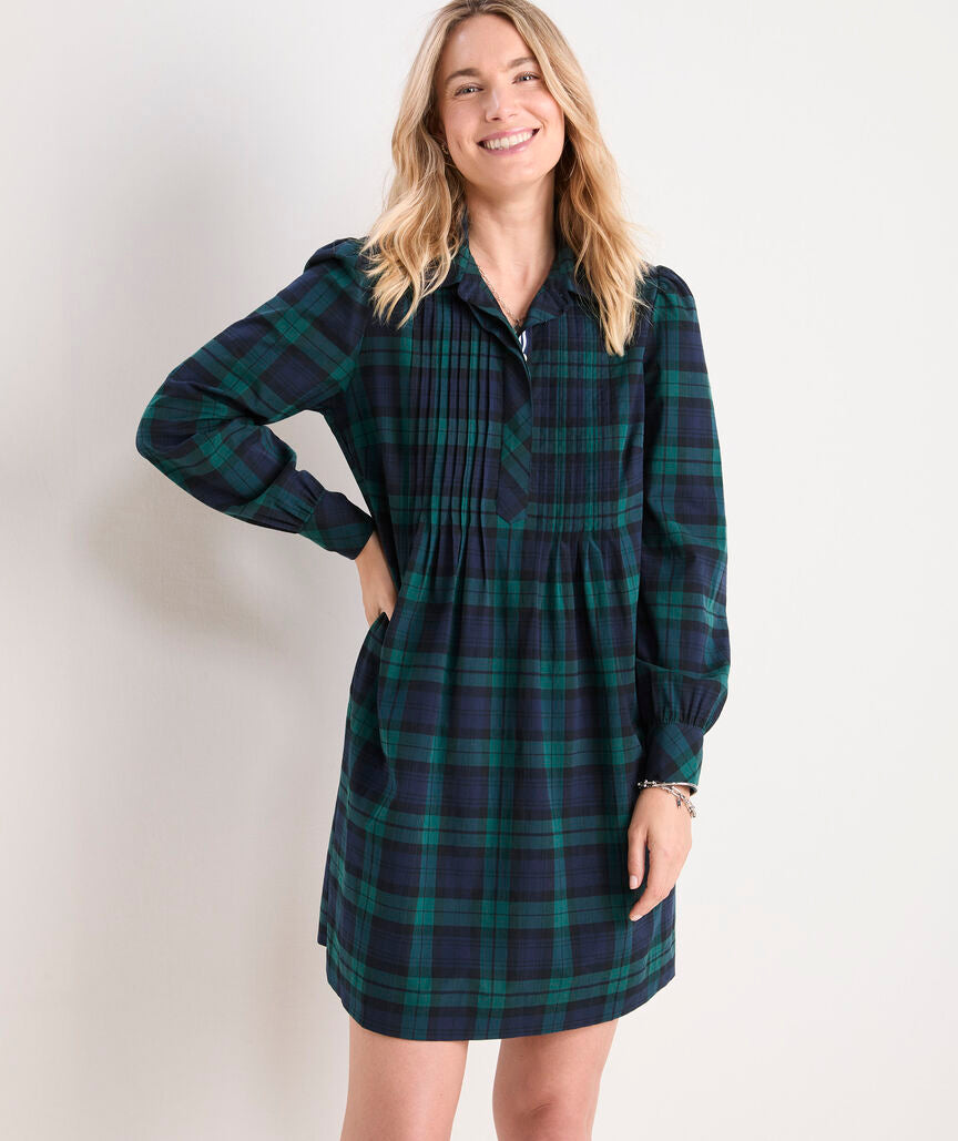 Charleston Green Pintuck Popover Dress