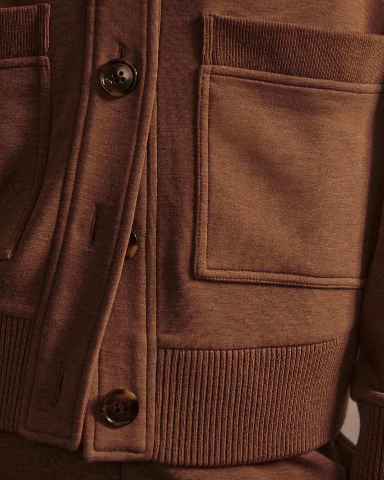 Sabrina Button Through Sweat - Golden Bronze Marl