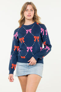 Navy Bow Sweater