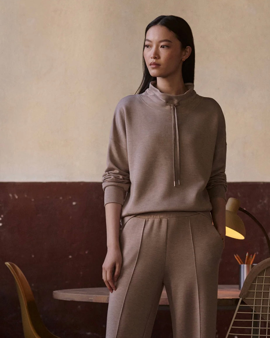 The Wide Leg Pant 28" - Taupe Marl