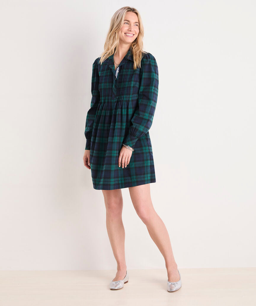 Charleston Green Pintuck Popover Dress