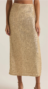 Saturn Sequin Midi Skirt - Champagne