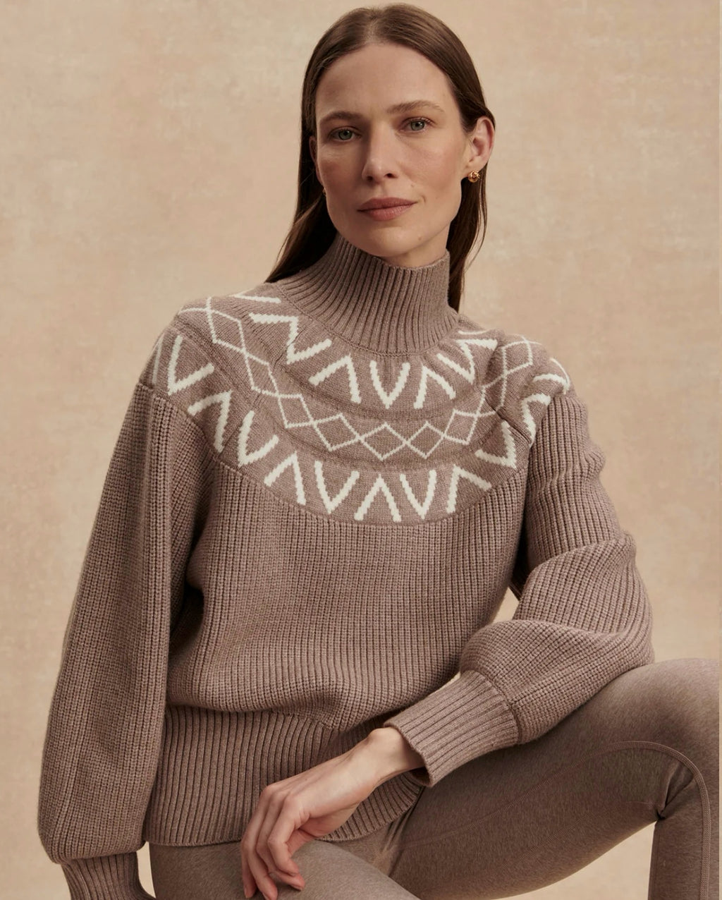 Marcie Fairisle Yoke Sweater - Taupe Marl