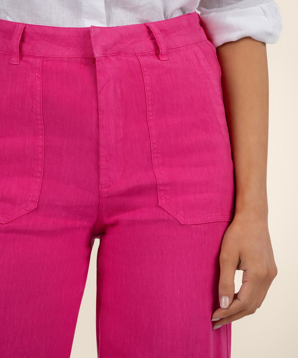 Topaz Linen Wide Leg - Fuchsia