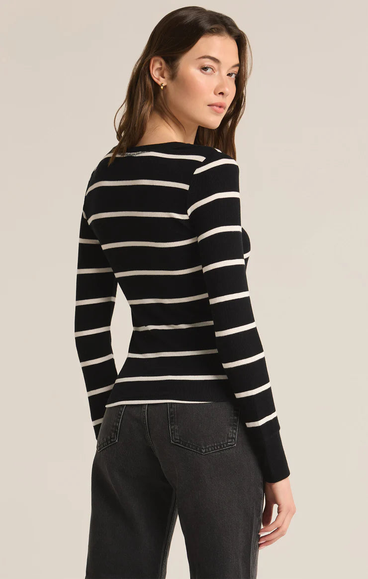 Scarlett Rib Henley - Black