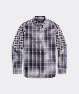 Vineyard Vines Tattersall Poplin Shirt - Crimson