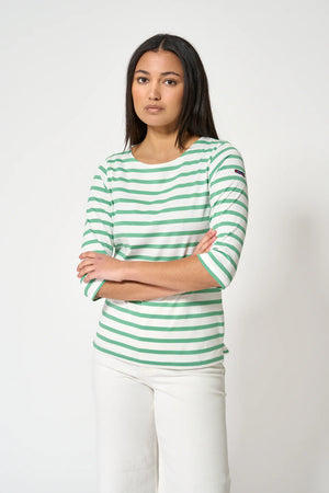 French Sleeve T- Shirt - Green Stripe