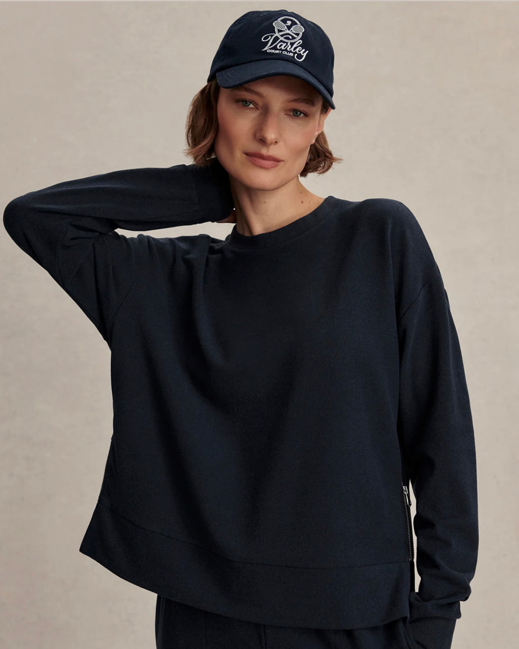Horton Side Zip Sweat - Navy Marl