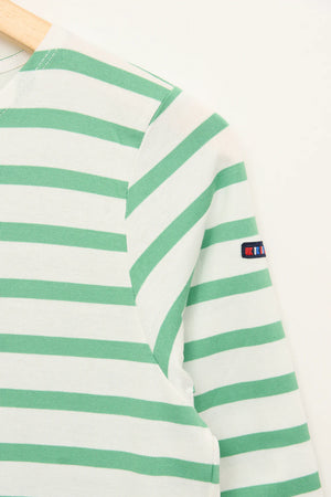 French Sleeve T- Shirt - Green Stripe