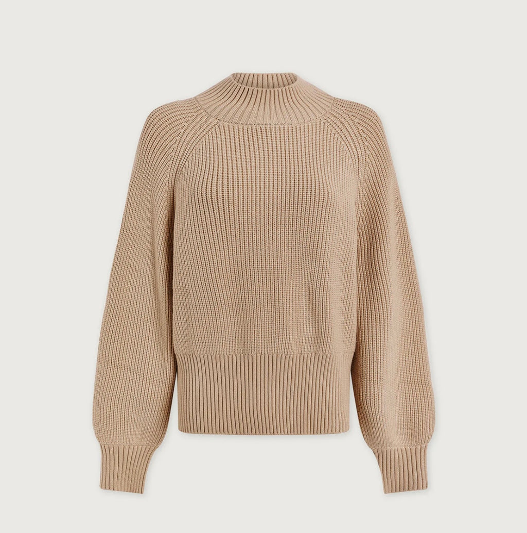 Martina High Neck Rib Knit - Cement