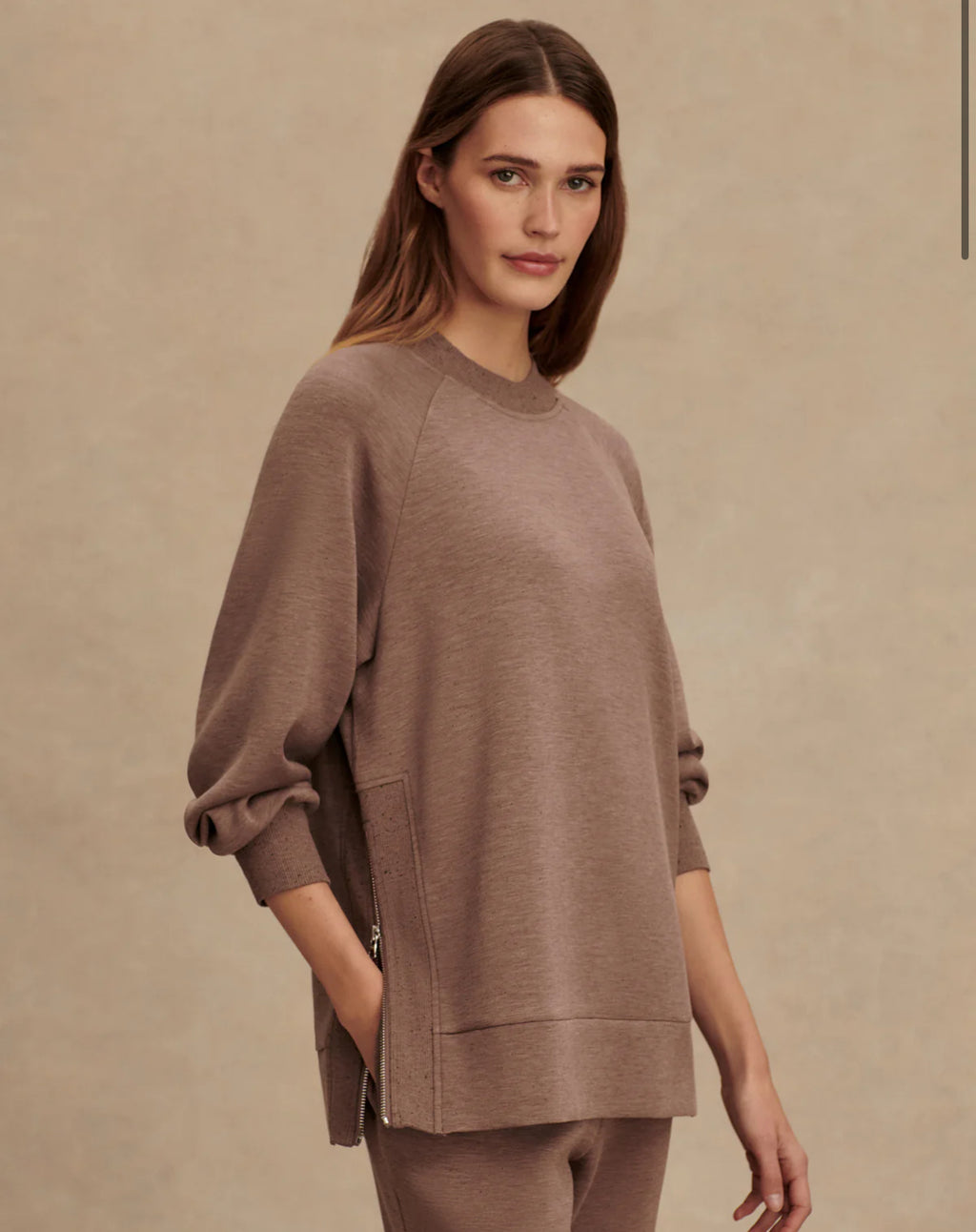 Nicole Boyfriend Sweat - Deep Taupe Marl Fleck