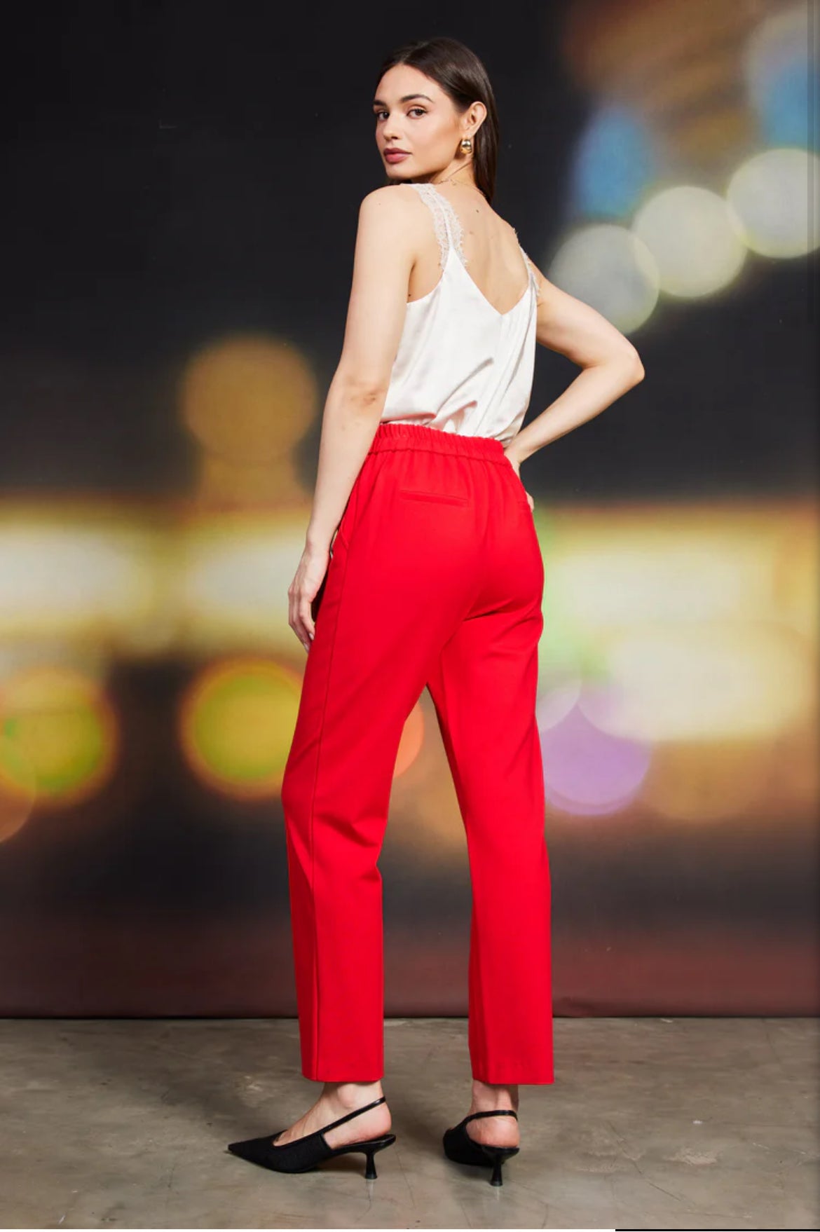 Red Pintuck Trouser