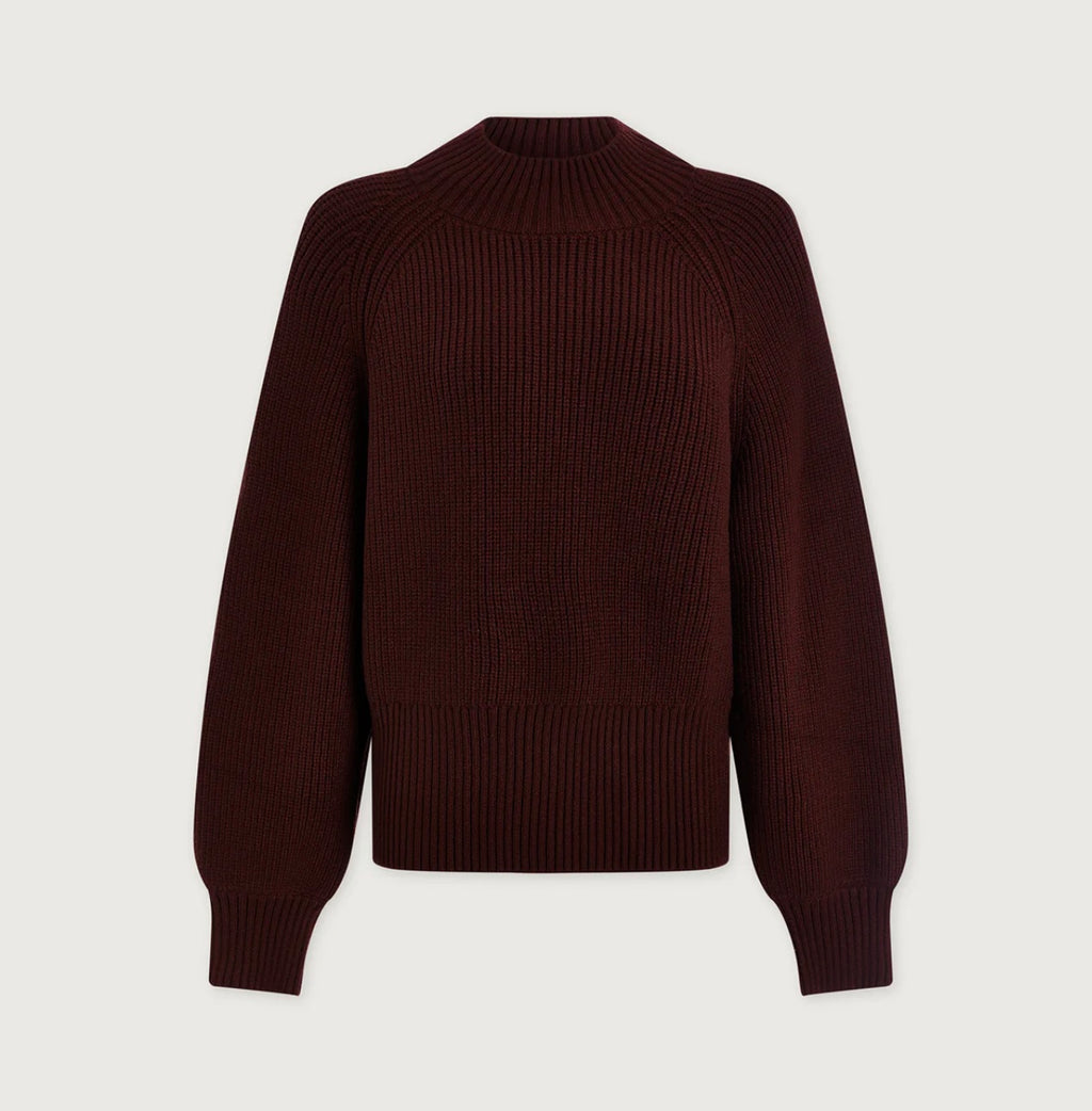 Martina High Neck Rib Knit - Decadent Chocolate